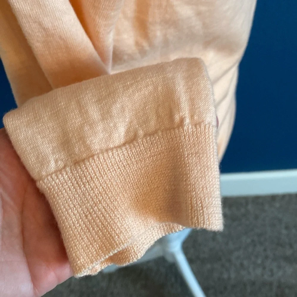 J. Crew Apricot Knit Lightweight Sweater. 100% merino wool. Size S.